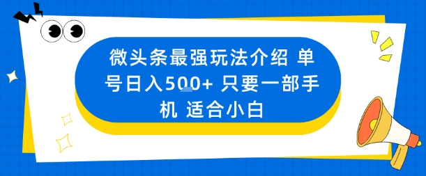 微头条最强玩法介绍一个号日入5张+只要一部手机适合小白-萝卜兔资源站
