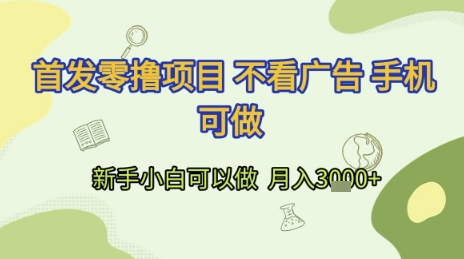 首发零撸项目 不看广告 手机可做 新手小白可以做  月入3k+【揭秘】-萝卜兔资源站