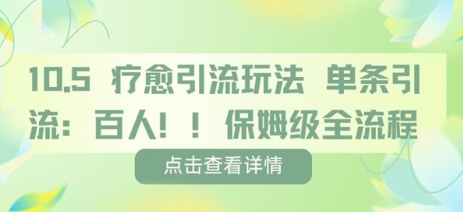 疗愈引流玩法，单条引流百人，保姆级全流程-萝卜兔资源站