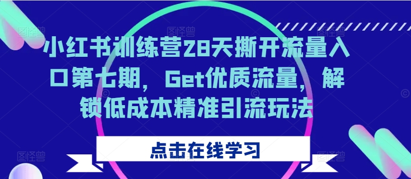 小红书训练营28天撕开流量入口第七期，Get优质流量，解锁低成本精准引流玩法-萝卜兔资源站
