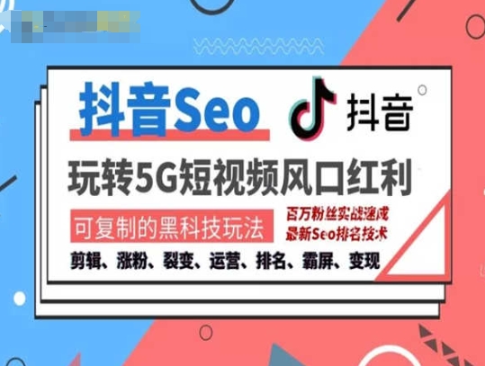 抖音SEO引流培训课程-抓住抖音风口，实现搜索排名，获取精准流量，快速成交变现-萝卜兔资源站