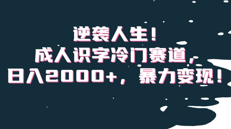 逆袭人生！成人识字冷门赛道，日入2000+，暴力变现！【揭秘】-萝卜兔资源站