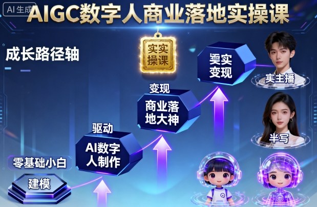 AIGC数字人商业落地实操课，从零基础小白到AI数字人大神-萝卜兔资源站