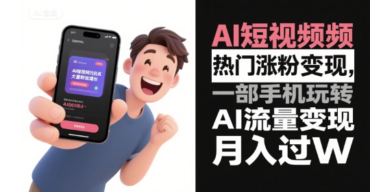 AI短视频热门涨粉变现，一部手机玩转AI流量变现，月入过W-萝卜兔资源站