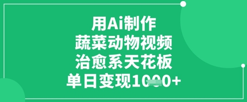 用Ai制作蔬菜动物视频，治愈系天花板，单日变现1k-萝卜兔资源站