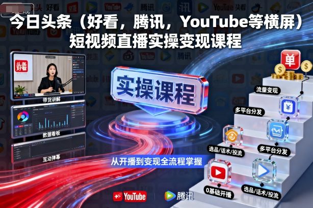 今日头条（好看，腾讯，YouTube等横屏）短视频直播实操变现课程-萝卜兔资源站
