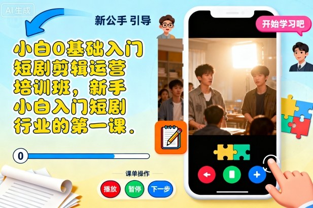 小白0基础入门短剧剪辑运营培训班,新手小白入门短剧行业的第一课-萝卜兔资源站