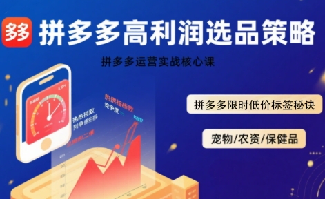 拼多多选品暴利技术实战课，拼多多高利润选品策略，拼多多限时低价标签秘诀-萝卜兔资源站