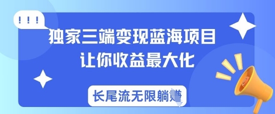 独家三端变现蓝海项目，让你收益最大化，长尾流无限躺挣-萝卜兔资源站