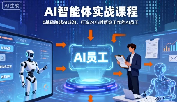 Ai智能体实战课程，0基础跨越Ai鸿沟，打造24小时帮你工作的Ai员工，打破常规，以实战定义Ai-萝卜兔资源站