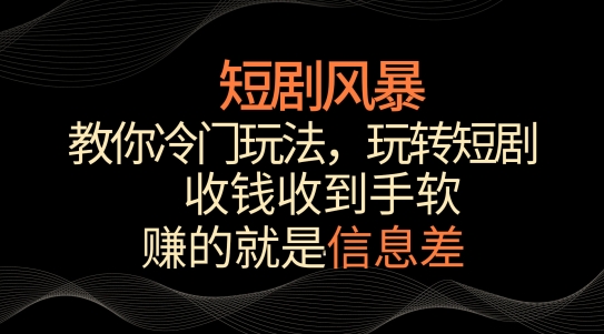 短剧风暴，教你冷门玩法，玩转短剧，收钱收到手软【揭秘】-萝卜兔资源站
