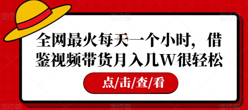 全网最火每天一个小时，借鉴视频带货月入几W很轻松【揭秘】-萝卜兔资源站