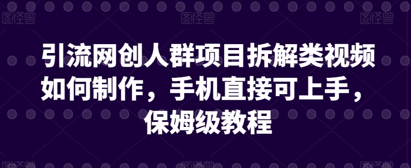 引流网创人群项目拆解类视频如何制作，手机直接可上手，保姆级教程【揭秘】-萝卜兔资源站