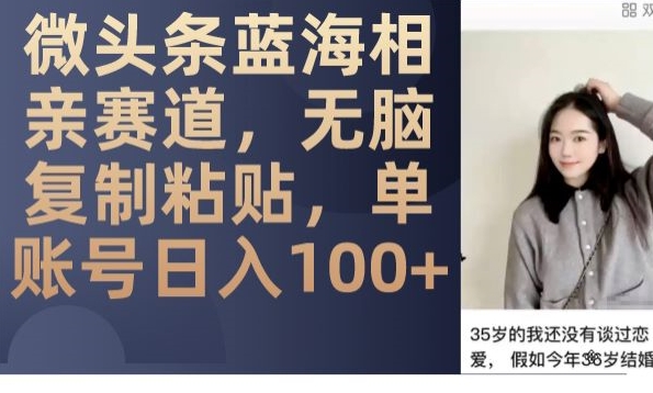 微头条蓝海相亲赛道，无脑复制粘贴，单账号日入100+-萝卜兔资源站