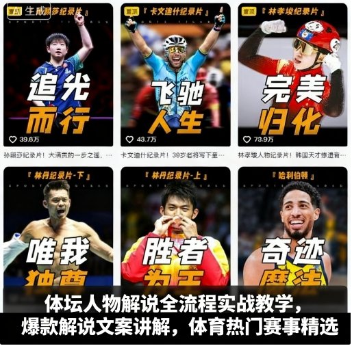 体坛人物解说全流程实战教学，爆款解说文案讲解，体育热门赛事精选-萝卜兔资源站